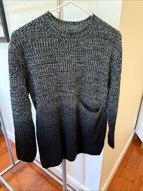Women’s Black and Gray Knit Sweater with Pocket